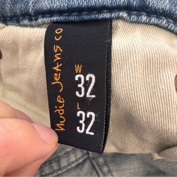 NUDIE JEANS  LEAN DEAN FADED REGULAR-FIT JEANS IN LIGHT BROKEN INDIGO-32 - Picture 12 of 16